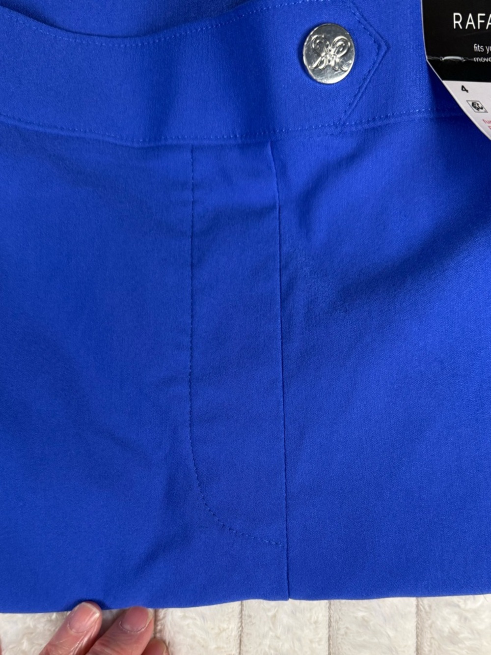 NWT Rafaella Dazzling Blue Stretch Flat Front Capri Pull On Pants Pockets 4 - Picture 9 of 11